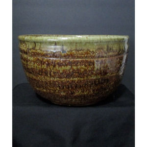 Vintage 1970 Signed Grog Pottery Grit Textured 8" W 4.75" H Glazed Bowl *Rare*